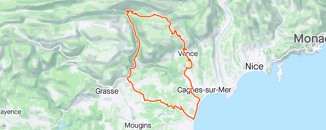 Map of the activity, Col de Vence