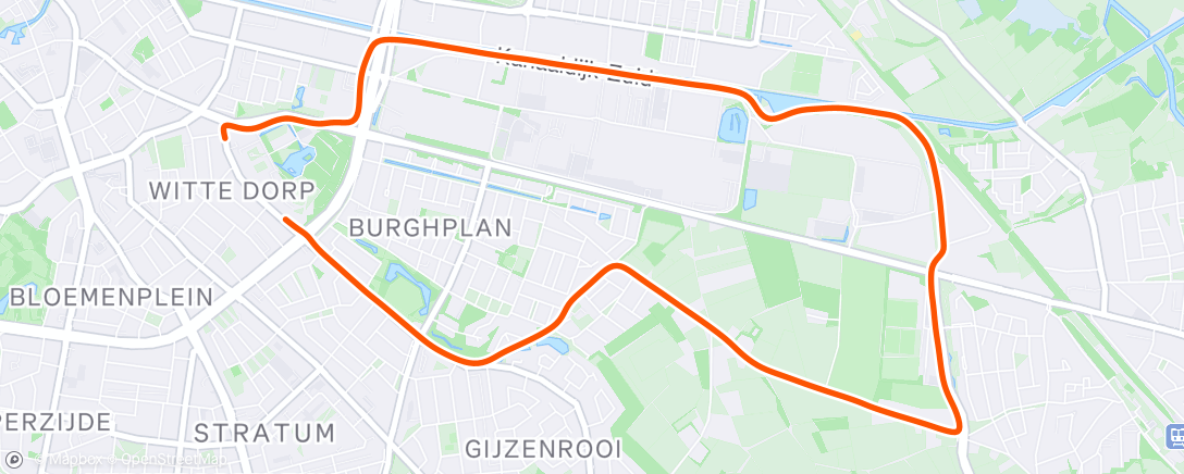 Map of the activity, Middagloop