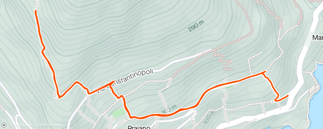 Map of the activity, Praiano Italy, Path of the gods