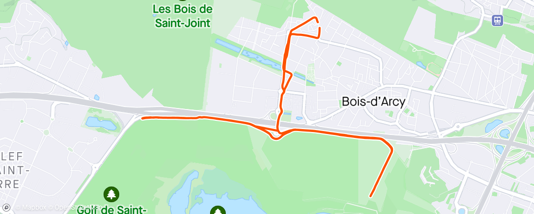 Map of the activity, Lièvre 🐰 à vélo pour Thomas 💪
3X3000m sur la voie verte allure Half 😎