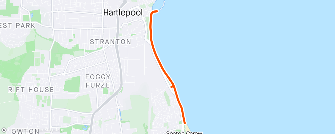 Map of the activity, Hartlepool Parkrun