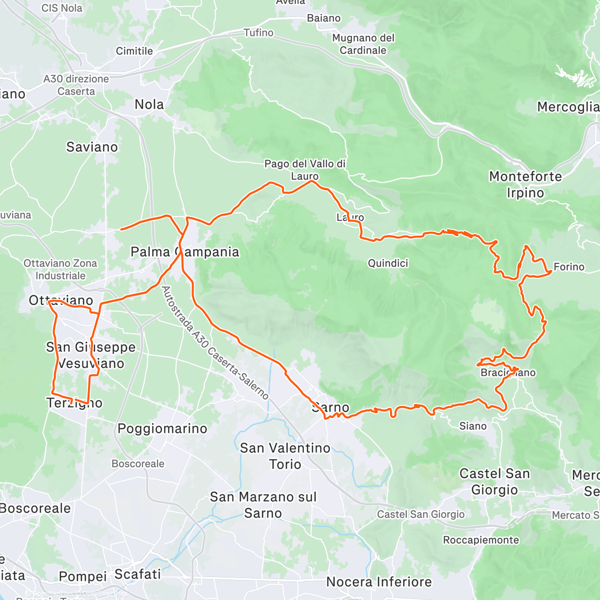 Map of the activity, M. Spaccata - Bracigliano - Santa Cristina