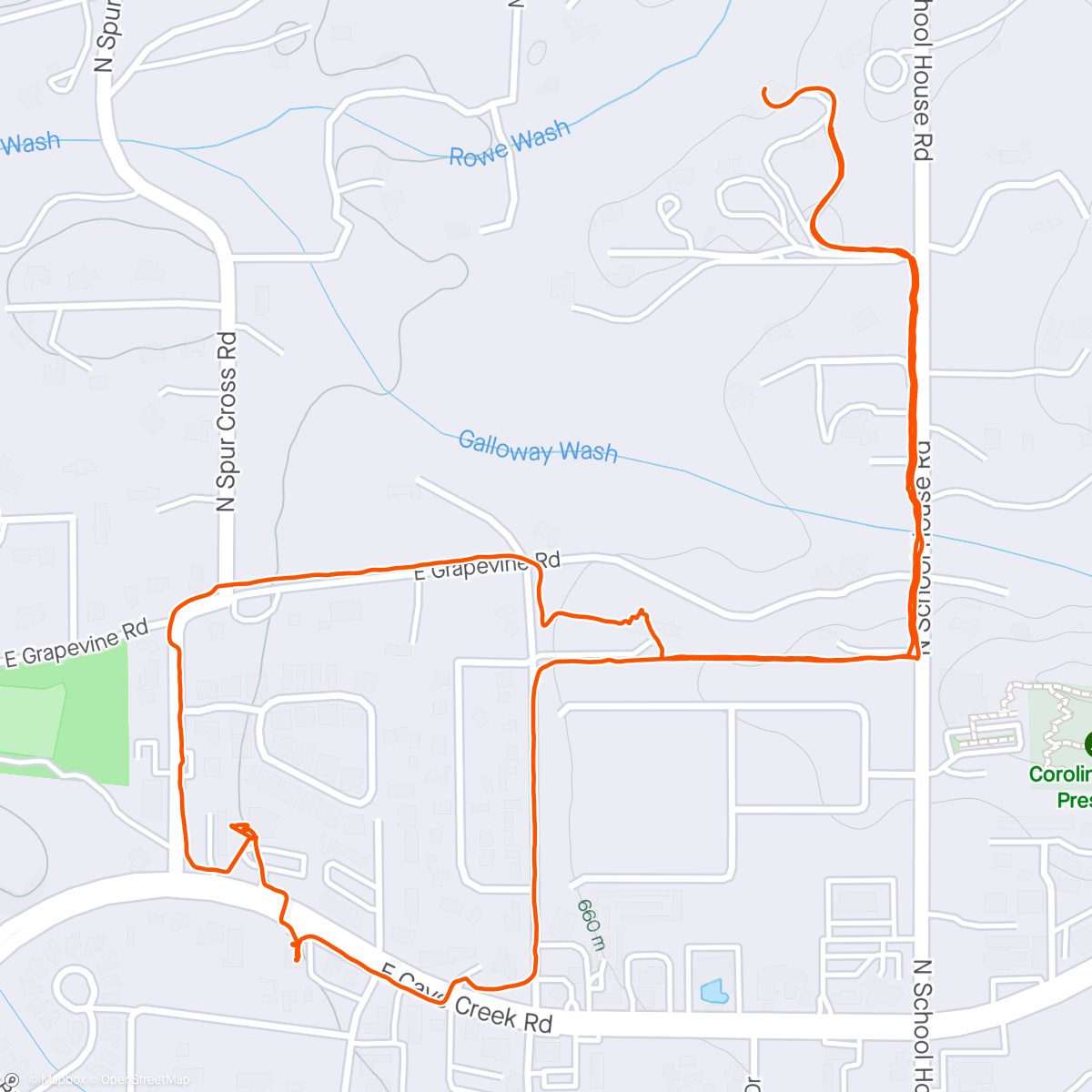 Map of the activity, Cave Creek breakfast stroll
