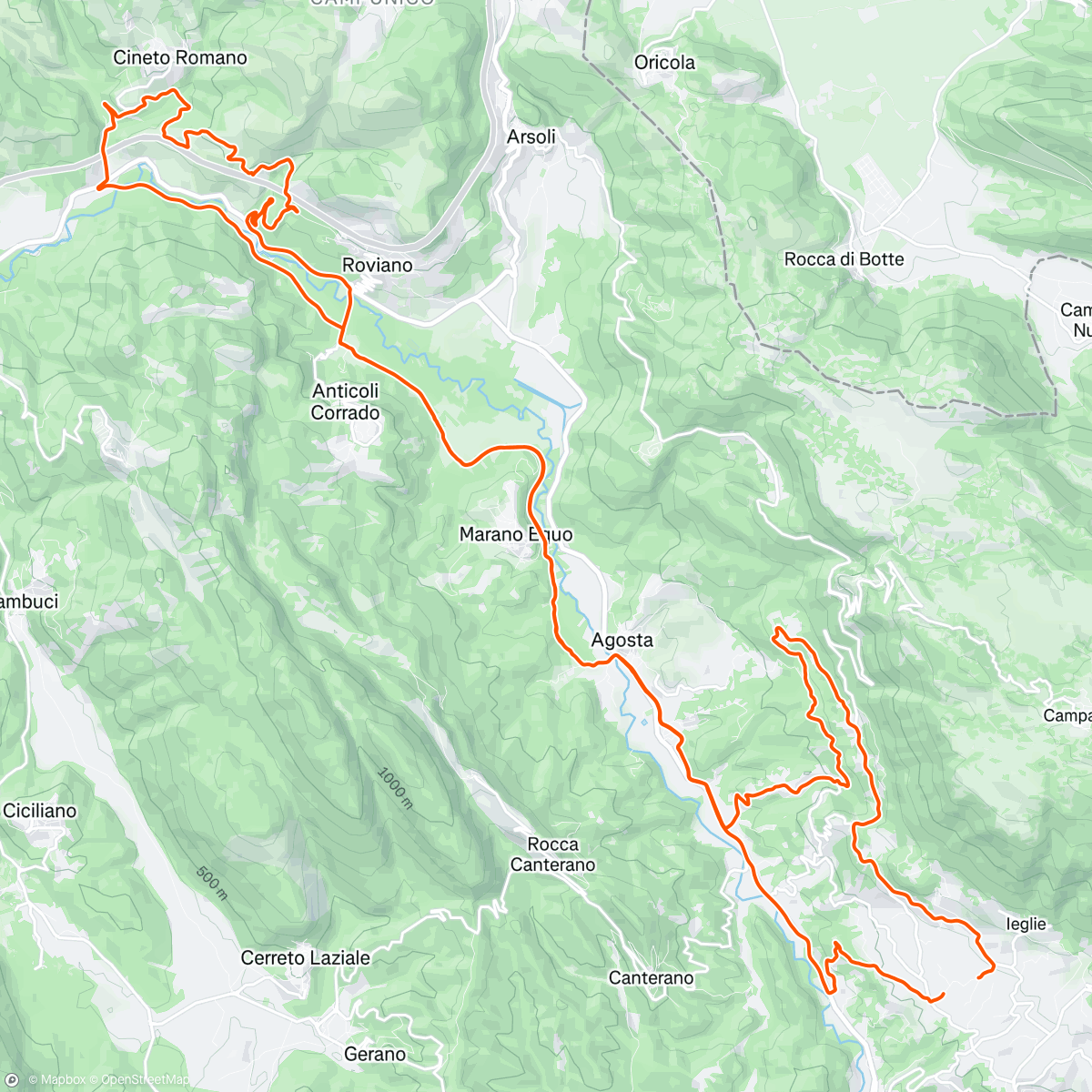 Map of the activity, Sessione di mountain biking mattutina