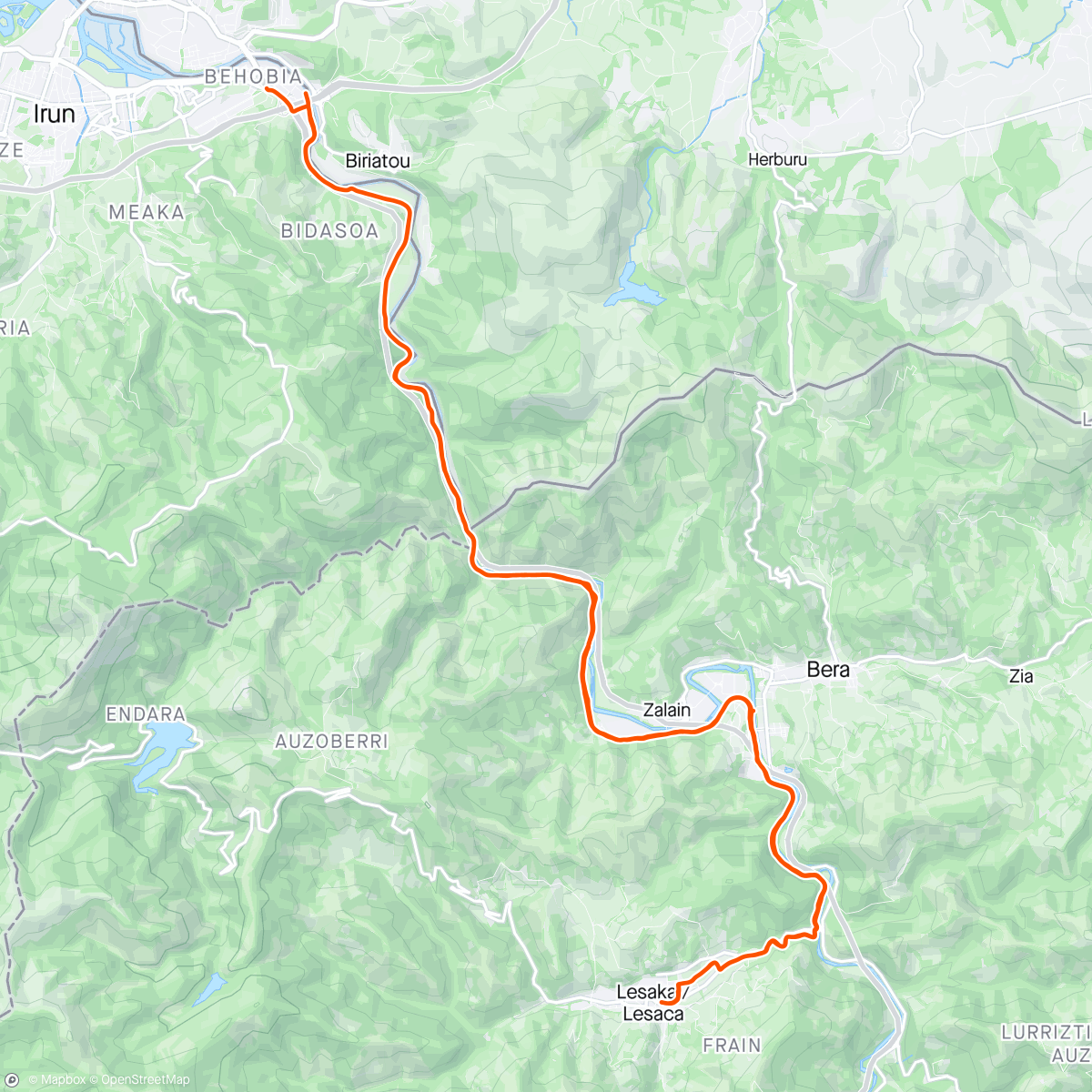 Map of the activity, VTT sur la voie verte entre Béhobie et Lesaka avec Sandrine