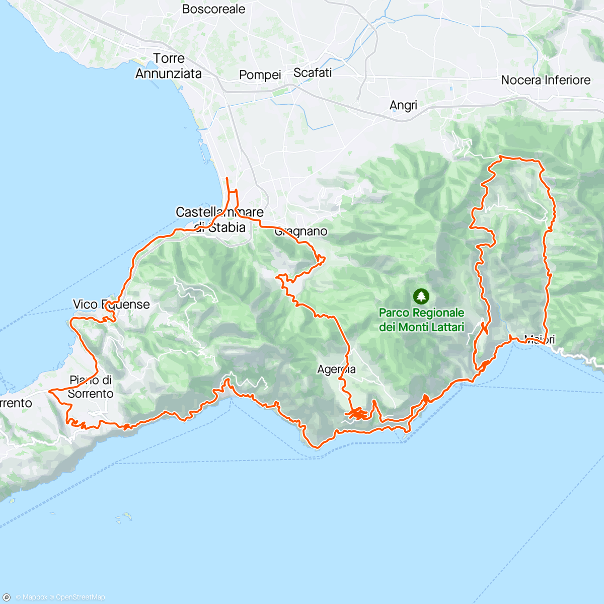 Map of the activity, Amalfi Coast Ride