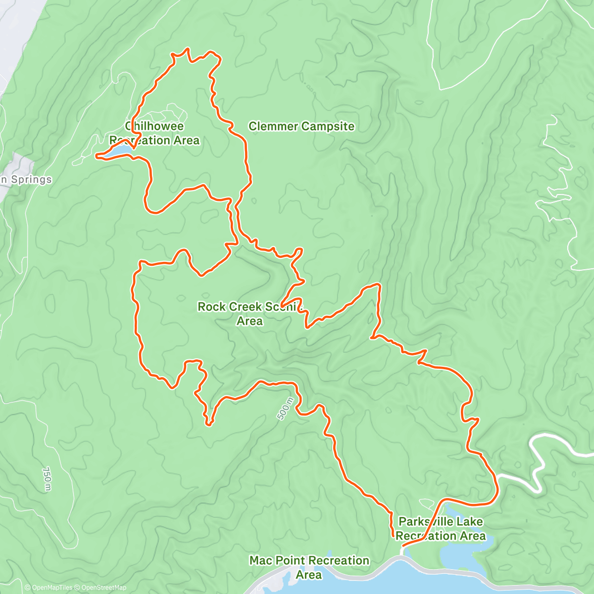 Map of the activity, Chilhowee Mountain Bike