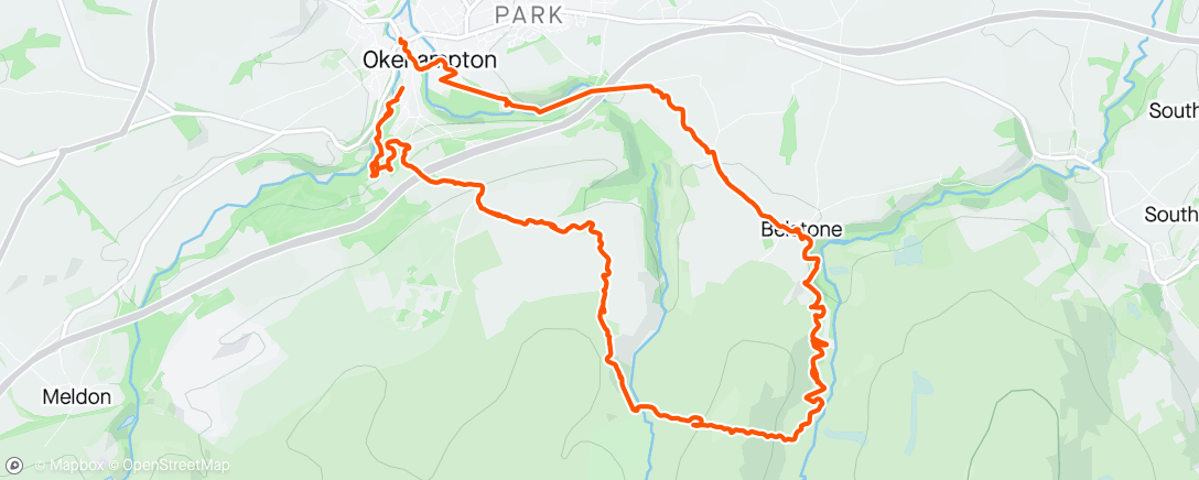 Map of the activity, Oakhampton Belstone Tor loop