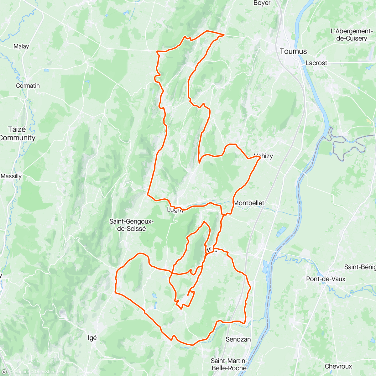 Mapa da atividade, Col des Chèvres et Chardonnay avec Roro pour voir le Circuit de Saône et Loire