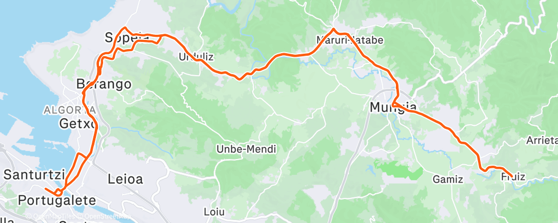 Map of the activity, Bicicleta por la mañana