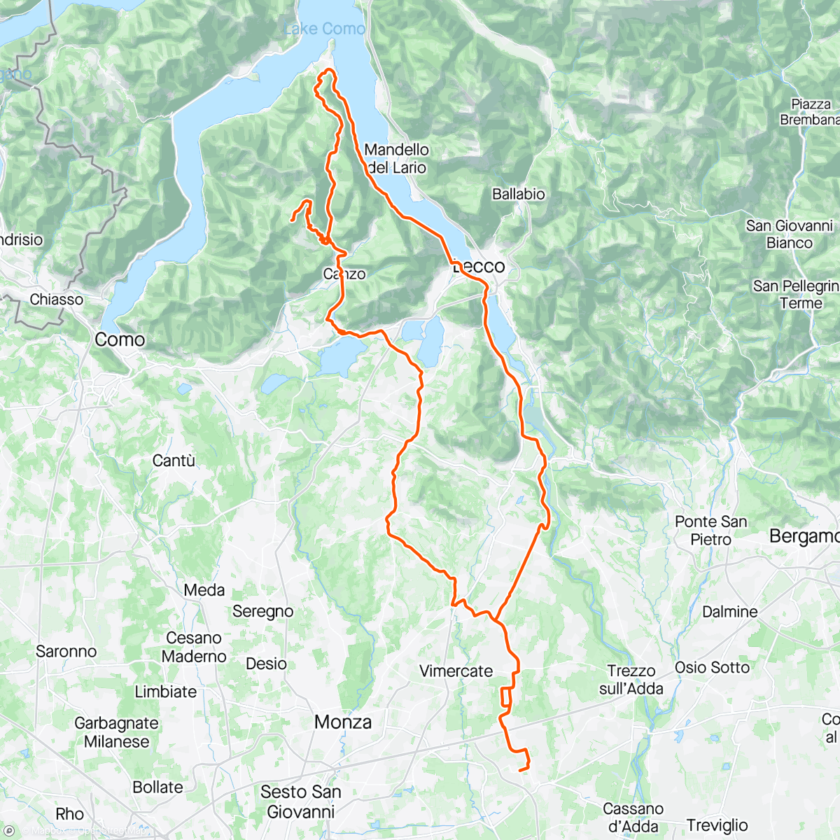Map of the activity, Morning Ride - Ghisallo, Colma di Sormano