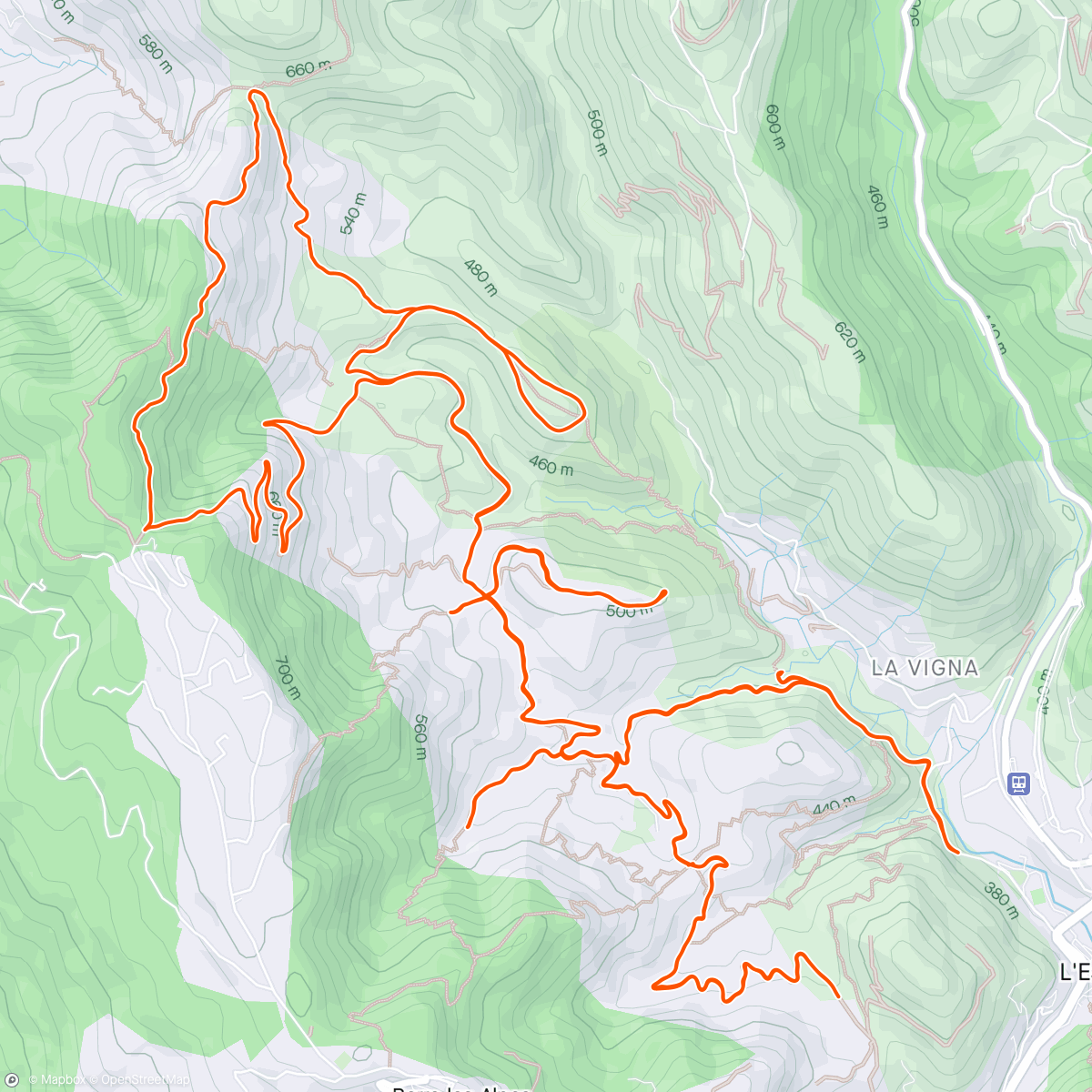 Map of the activity, VTT : Berre les Alpes - Baisse de la Croix - l'Escarène