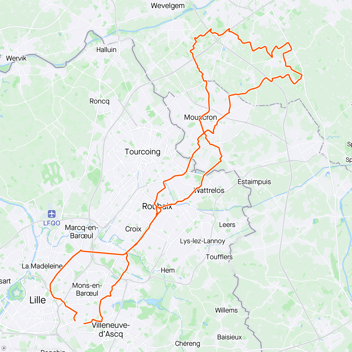 Map of the activity, Roulez Roubaix 10/04/24