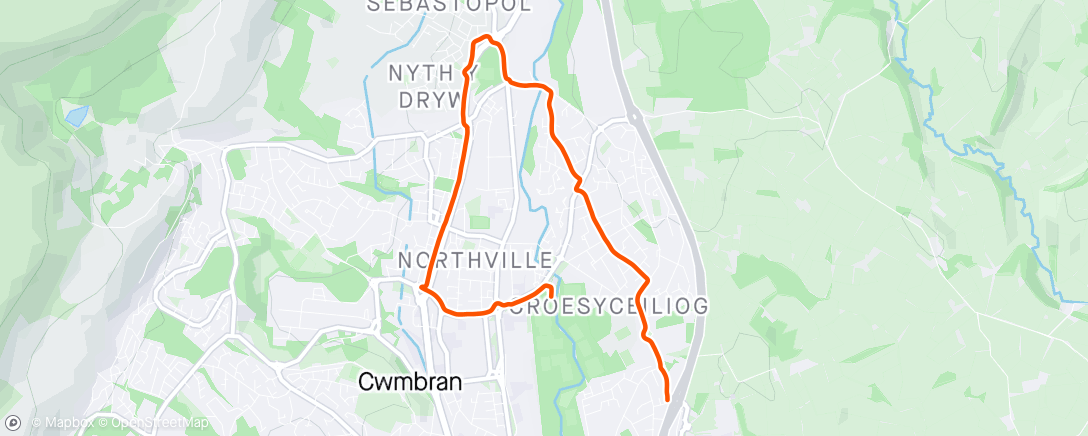 Map of the activity, Evening Run