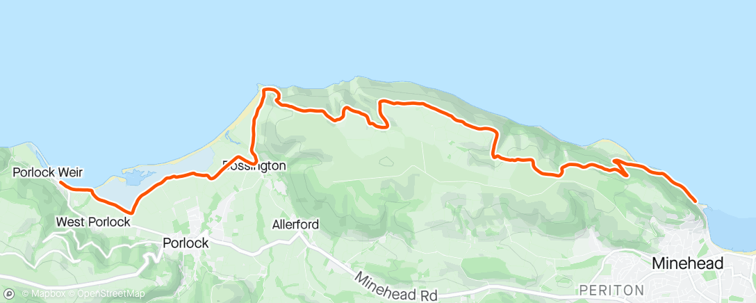 Map of the activity, SW Coast Path - Porlock Weir to Minehead
