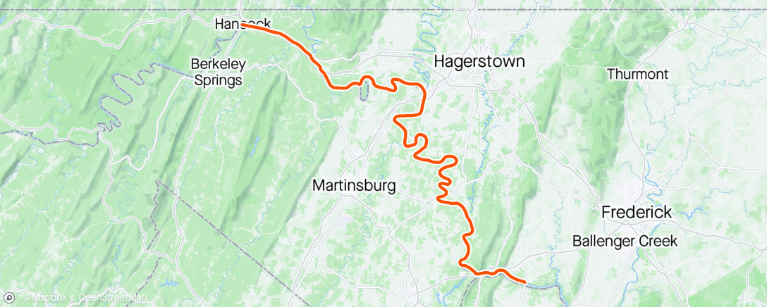 Map of the activity, Hancock to Brunswick