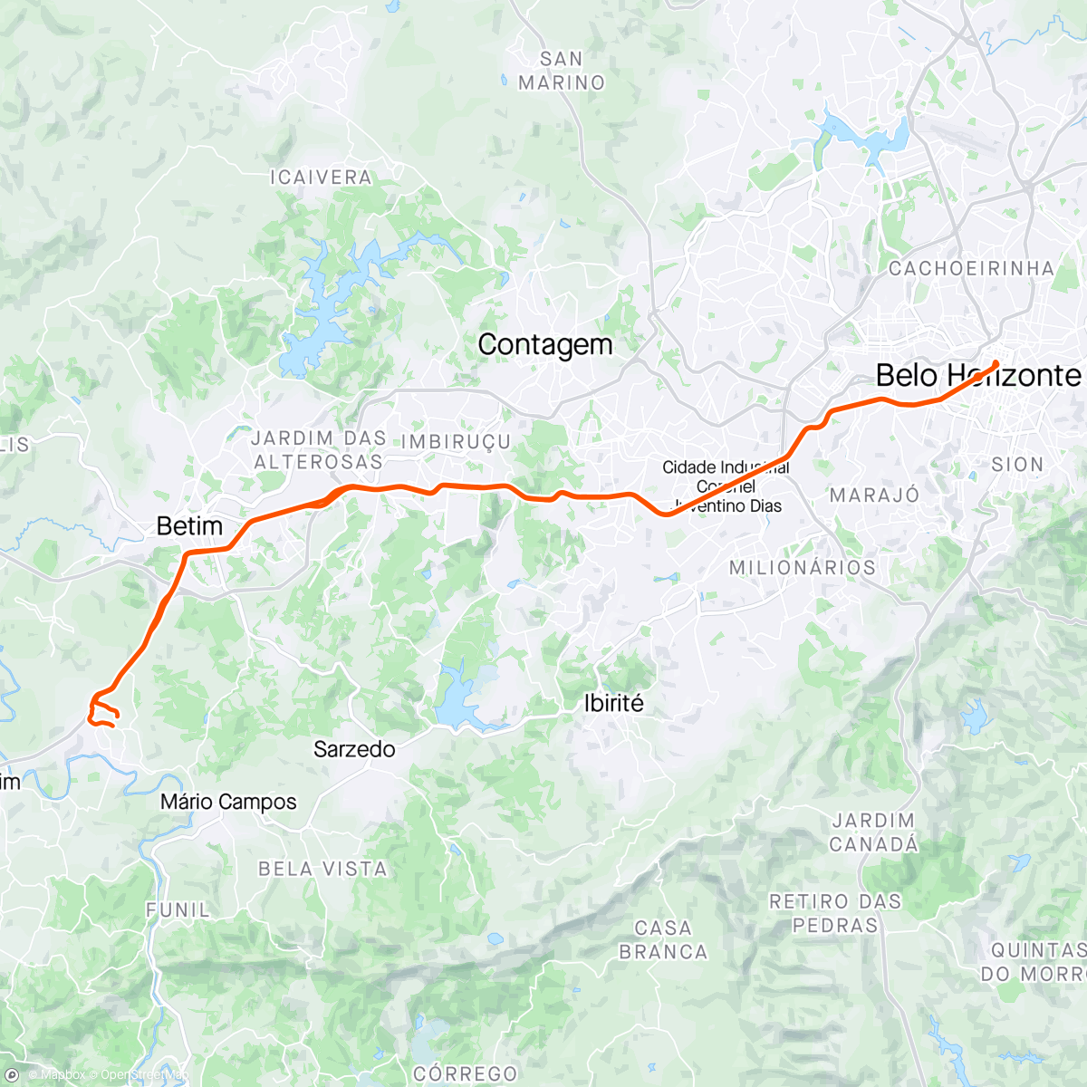 Map of the activity, Treninho d hj 47 milhas d citrolandia ao Centro d BH