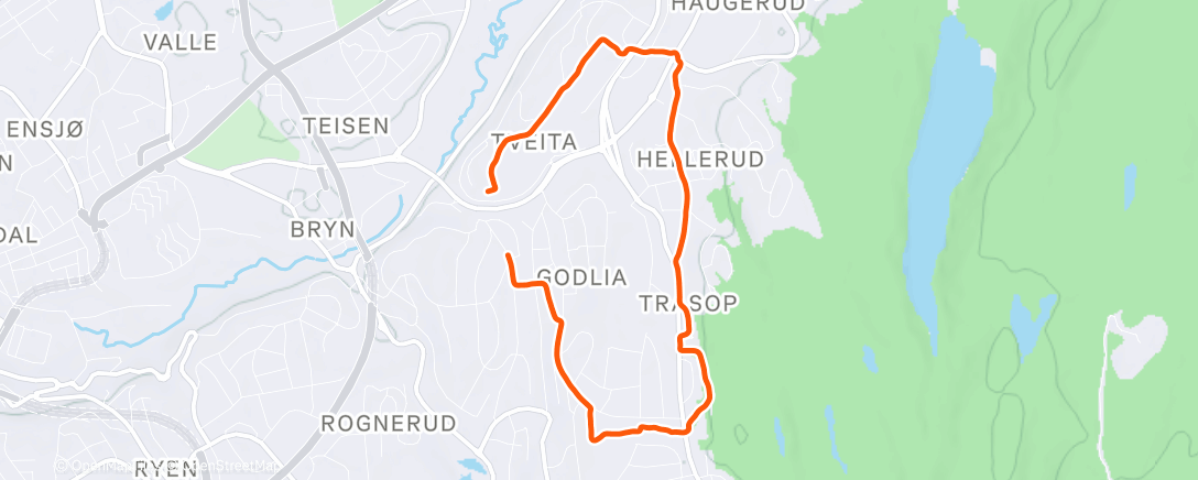 Map of the activity, Afternoon Run