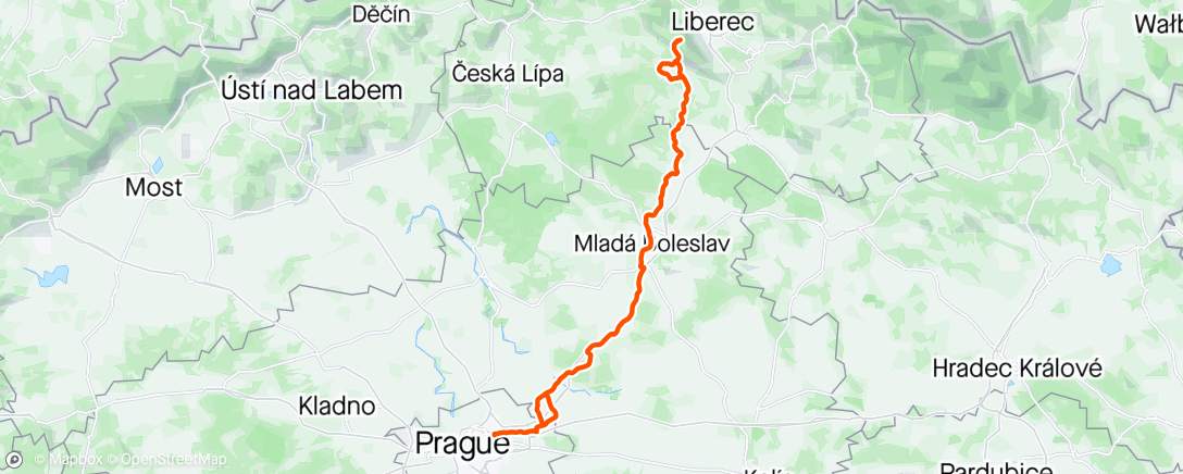Carte de l'activité Randonners.cz 200km Praha - Ještěd - Praha, certified madmess #skinnygravel