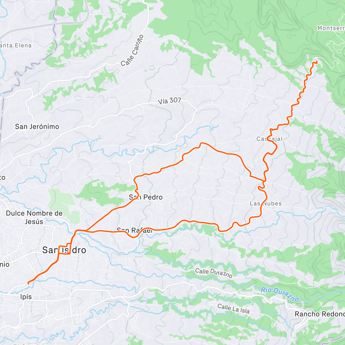 Map of the activity, Lunch Mountain Bike Ride
