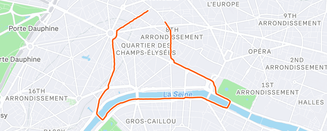 Map of the activity, Course à pied le soir