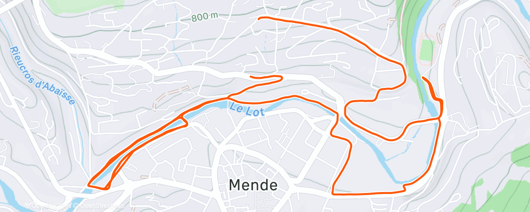 Map of the activity, Afternoon Run