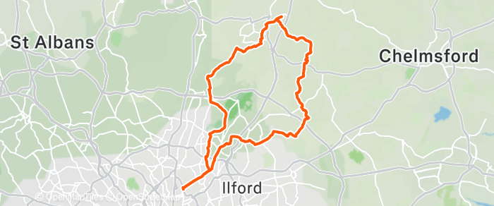 Route map for HARLOW – MAYFIELD FARM BAKERY – G1/2 56MI 2175FT G3 46MI 1550FT