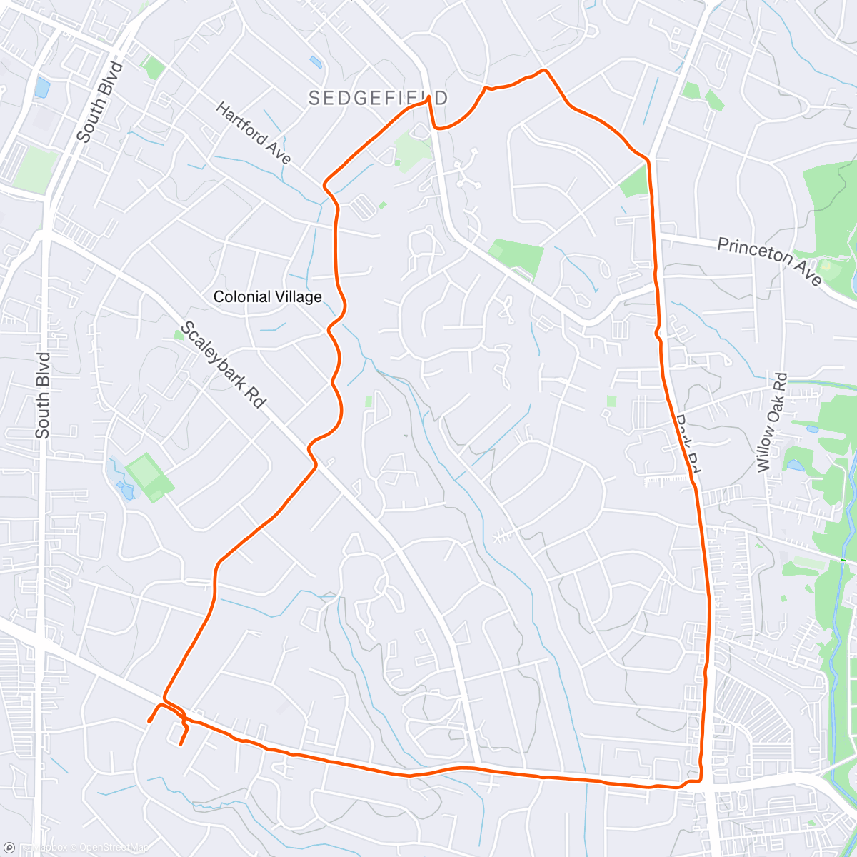 Map of the activity, 5mi Easy Run