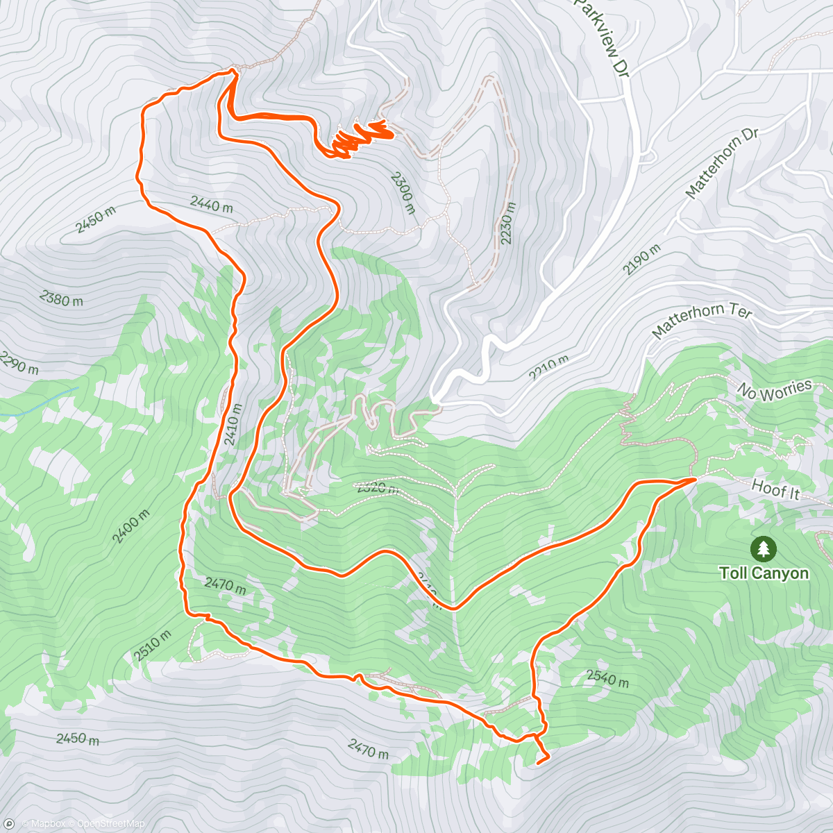 Map of the activity, Evening Trail Run