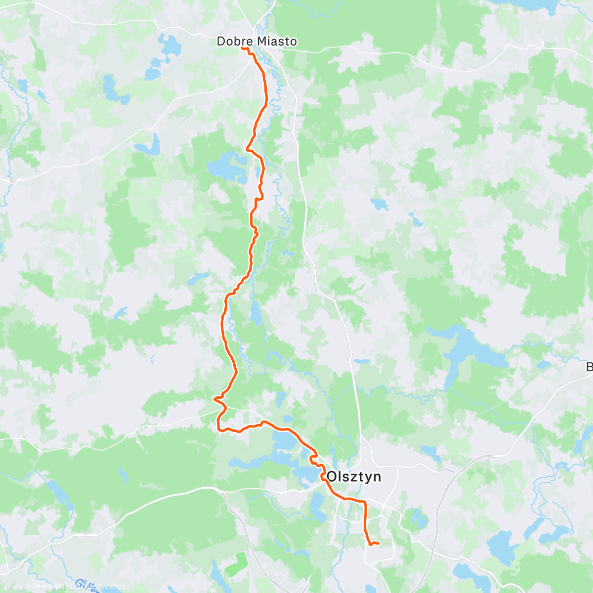 Map of the activity, Łynostrada Warmińska