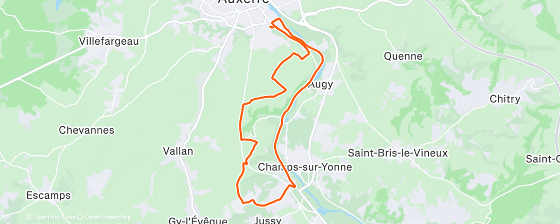 Map of the activity, Sortie vélo le matin