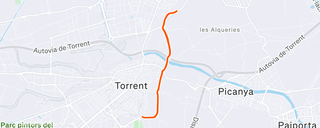 Map of the activity, Carrera de noche