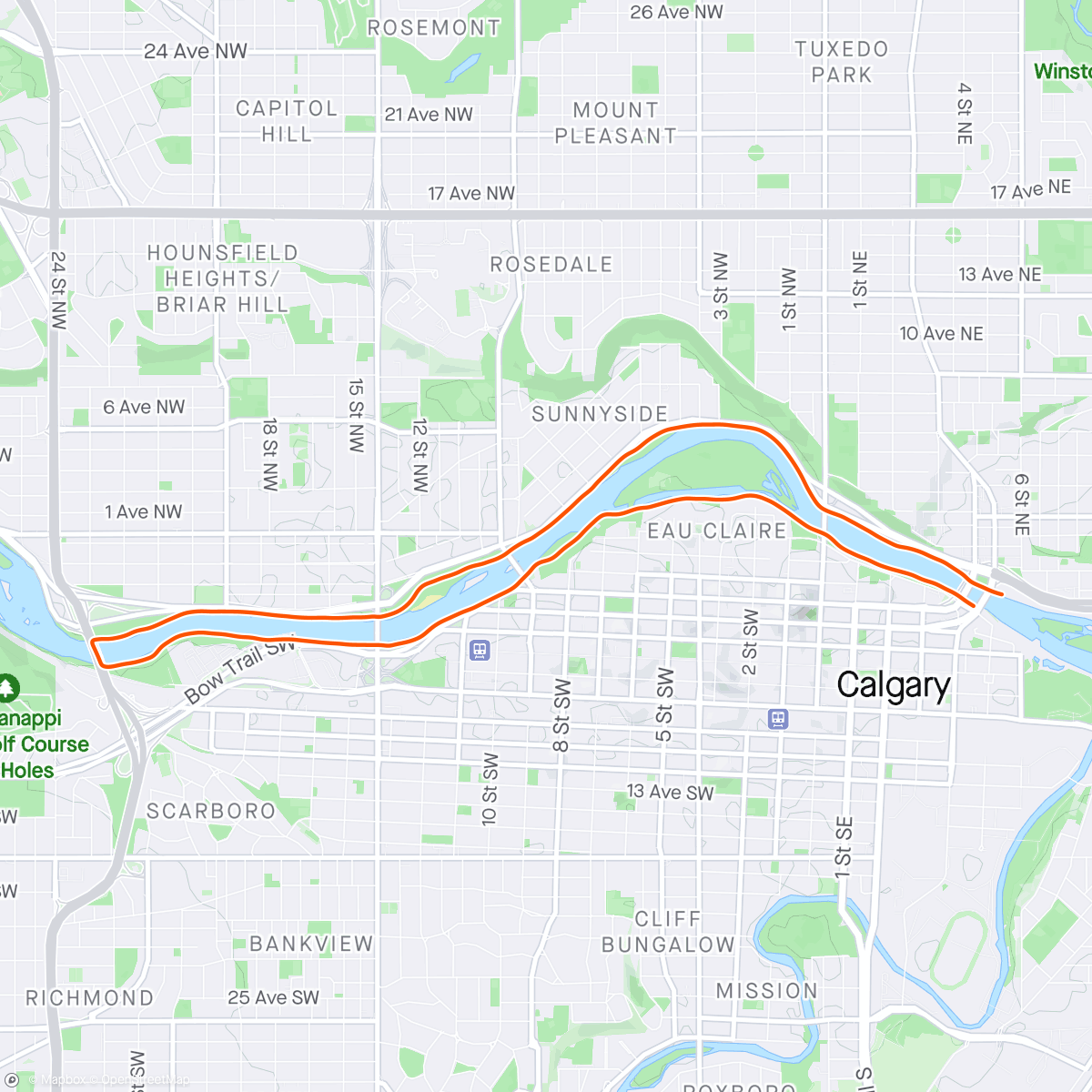 Map of the activity, Morning YYCRUNCREW Run
