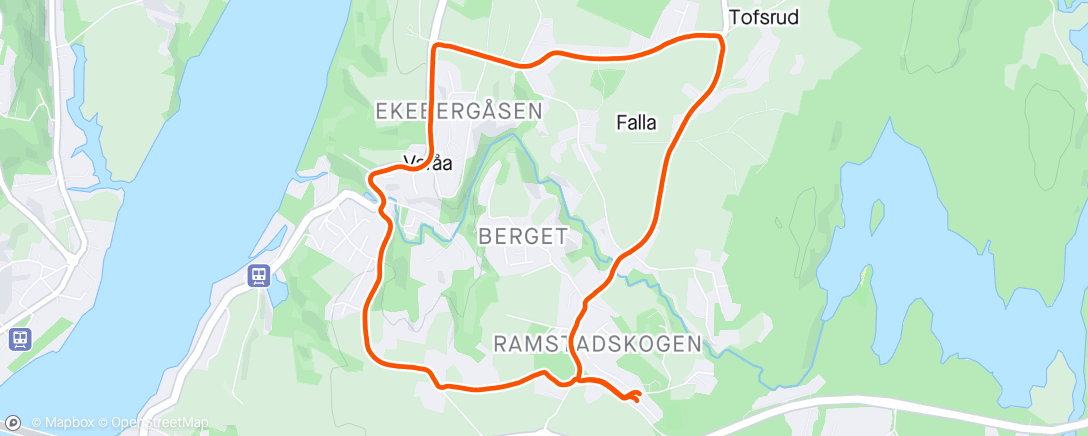 Mapa de la actividad (Rolig joggetur med 1*1km motbakkedrag🏔️🏃🏽‍♀️☀️)