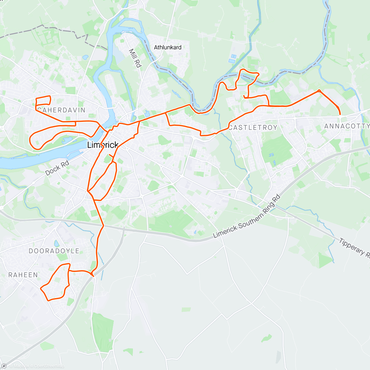 Mapa de la actividad, Limerick Marathon 42.2km