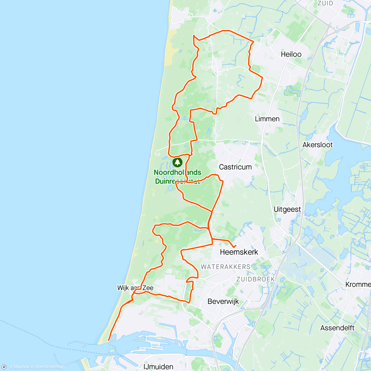 Map of the activity, Rondje duinen met paar fikse buien🌧 (NW6)