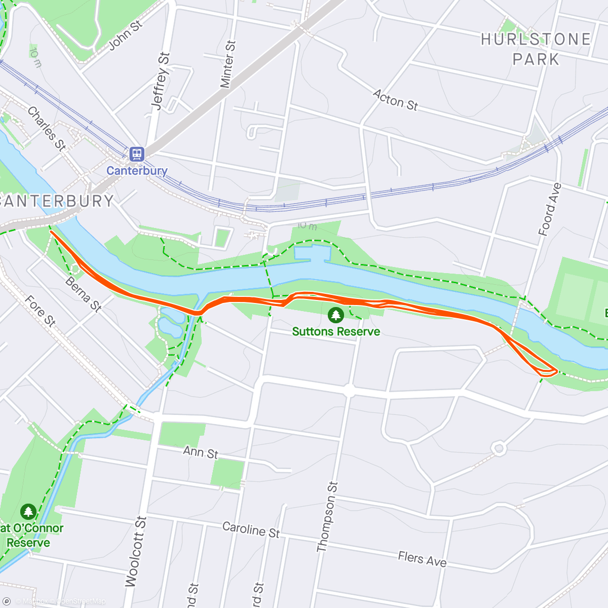 Map of the activity, Cooks River parkrun #195 . 1st Ag 👏🏼👏🏼