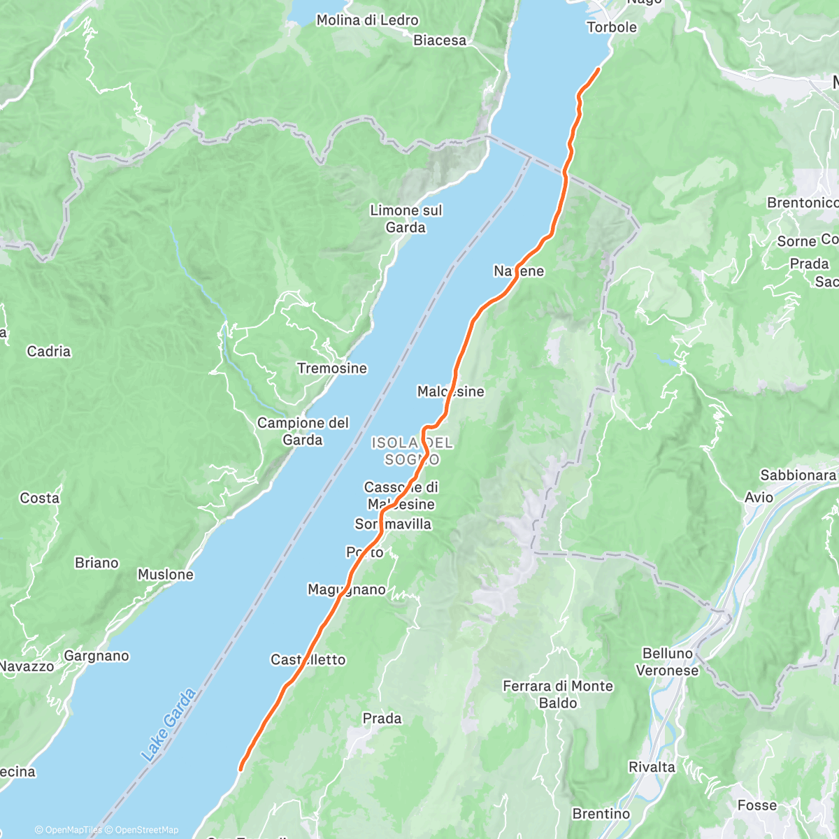 Карта физической активности (ROUVY - Lago di Garda | Italy)