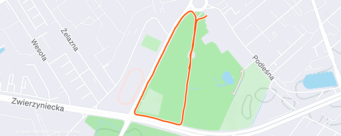Map of the activity, Przed parkrun'em 🙂