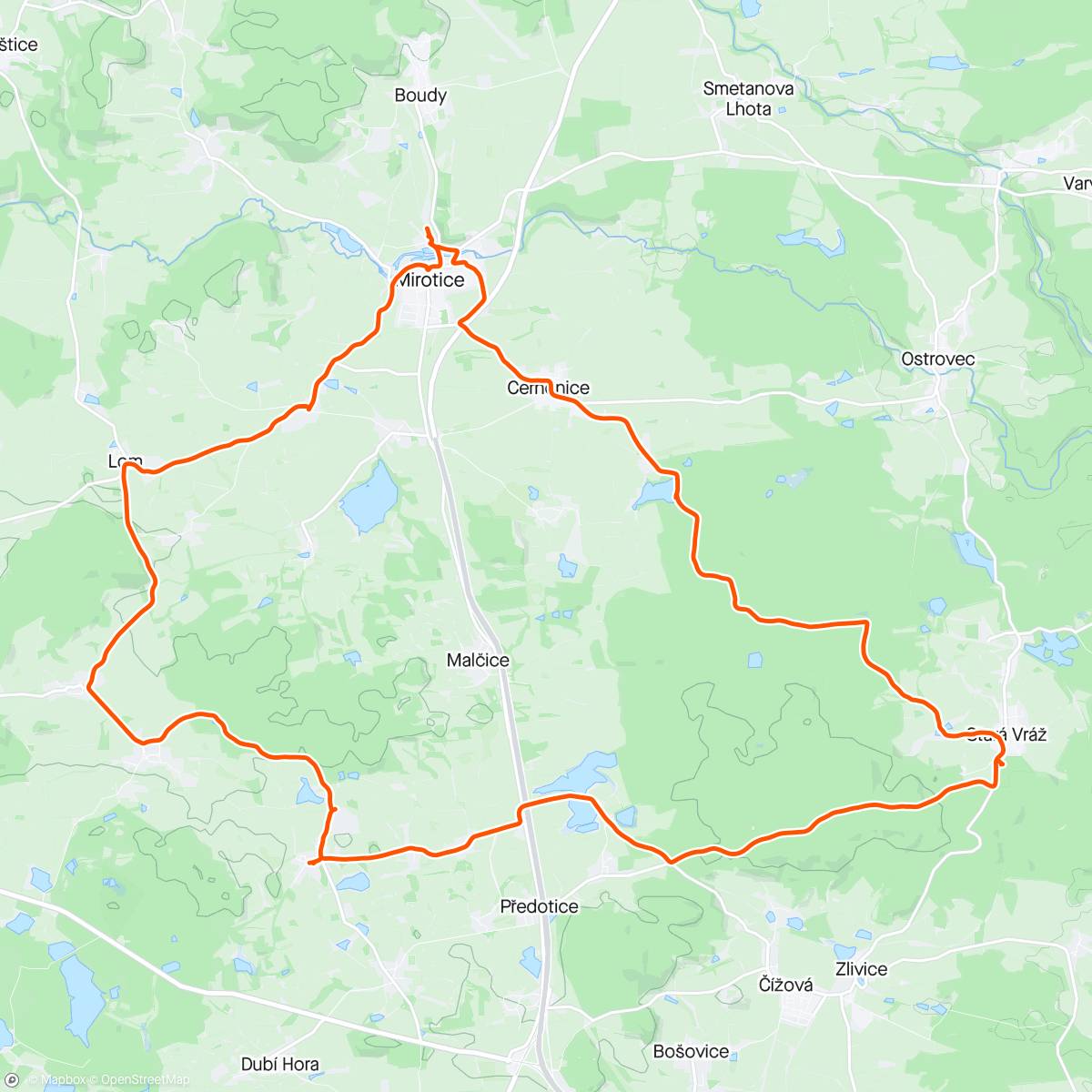 Map of the activity, Prostě po jižních Čechách