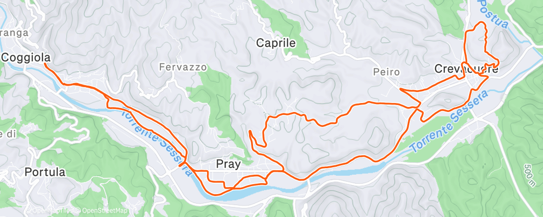 Map of the activity, Afternoon Run