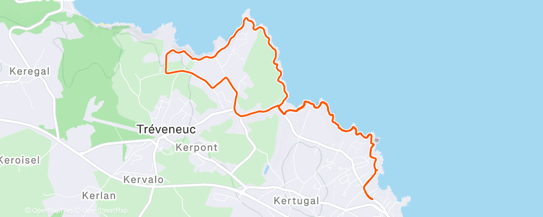 Map of the activity, Course à pied dans l'après-midi