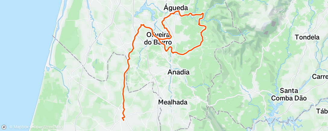 Map of the activity, Volta de bicicleta vespertina