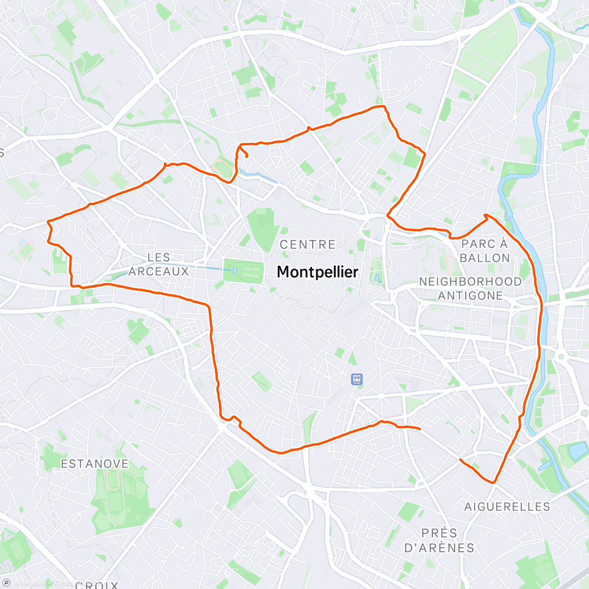 Map of the activity, afternoon run