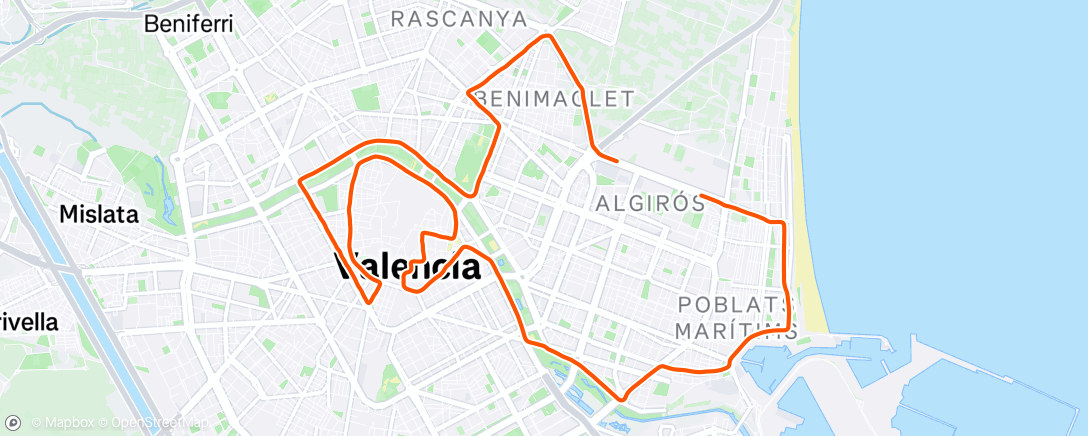 Mapa de la actividad, Valencia half marathon