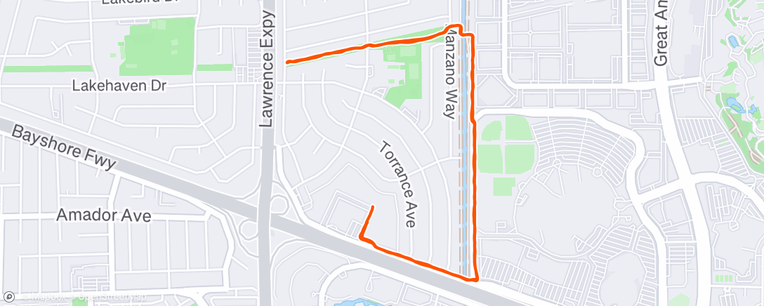 Map of the activity, Evening Run