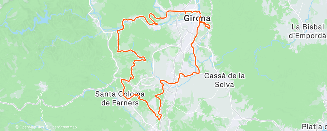 Map of the activity, Cycling