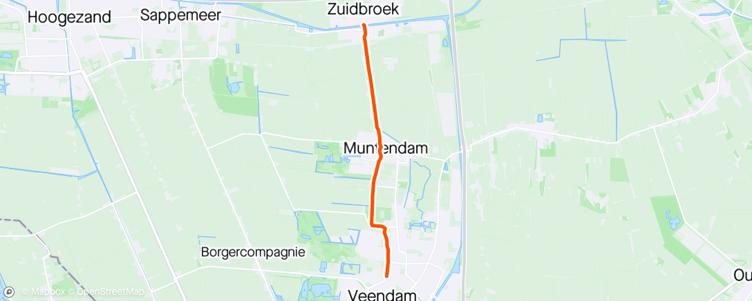 Map of the activity, Veendam -> Zuidbroek op de Stromer