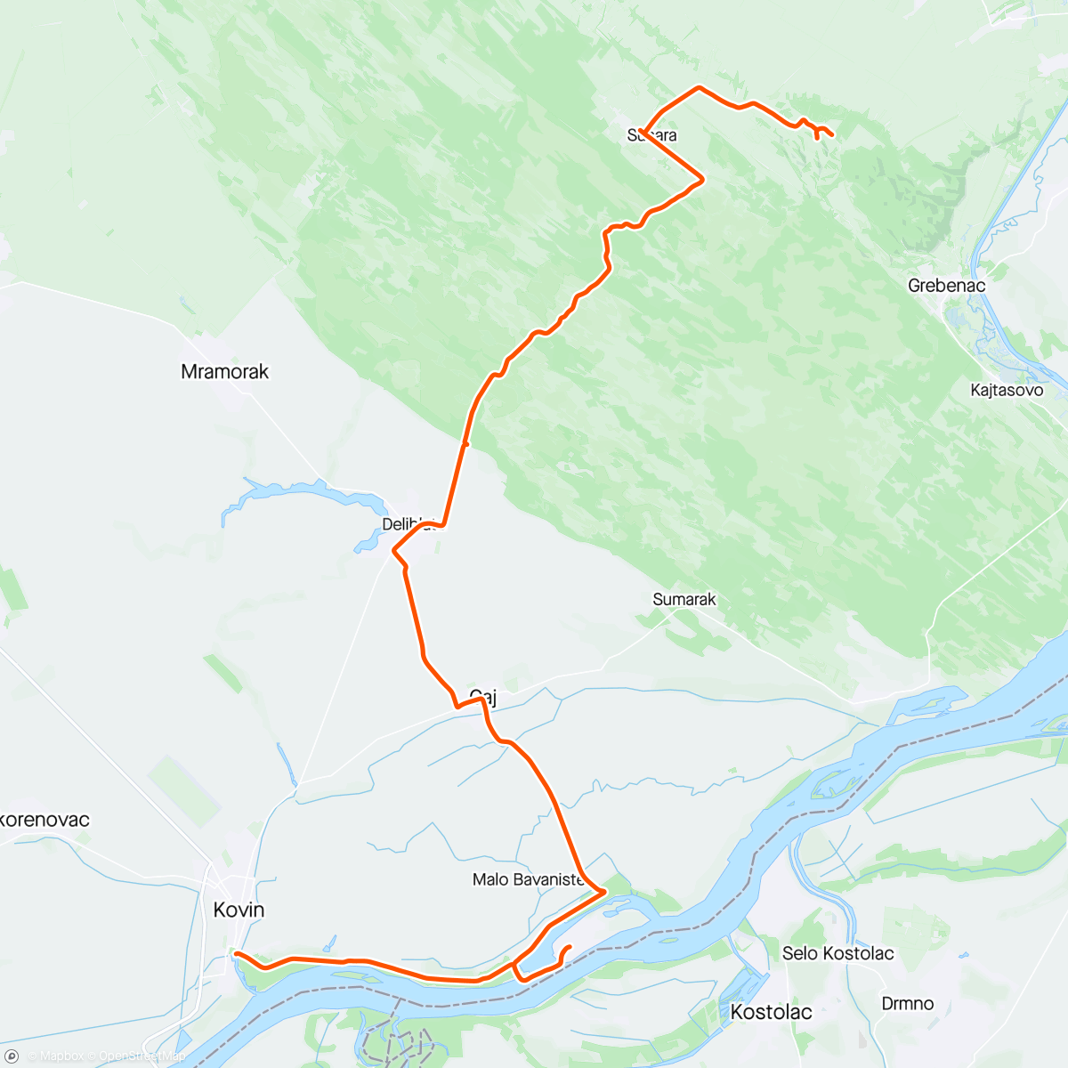 Map of the activity, S3E2 : Z.brda - D.peščara - Rudnik - nasip - Kovinski rukavac