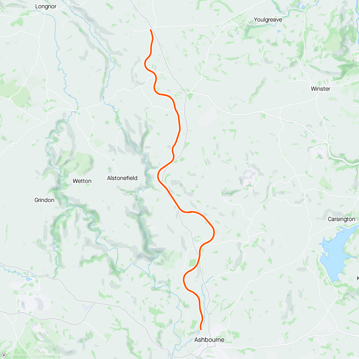 Map of the activity, Tissington Trail Marathon